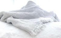 Thick Waffle Linen Throw Blanket - Made in USA