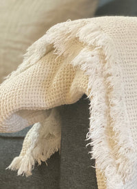 Waffle Linen Throw Blanket -Made in USA