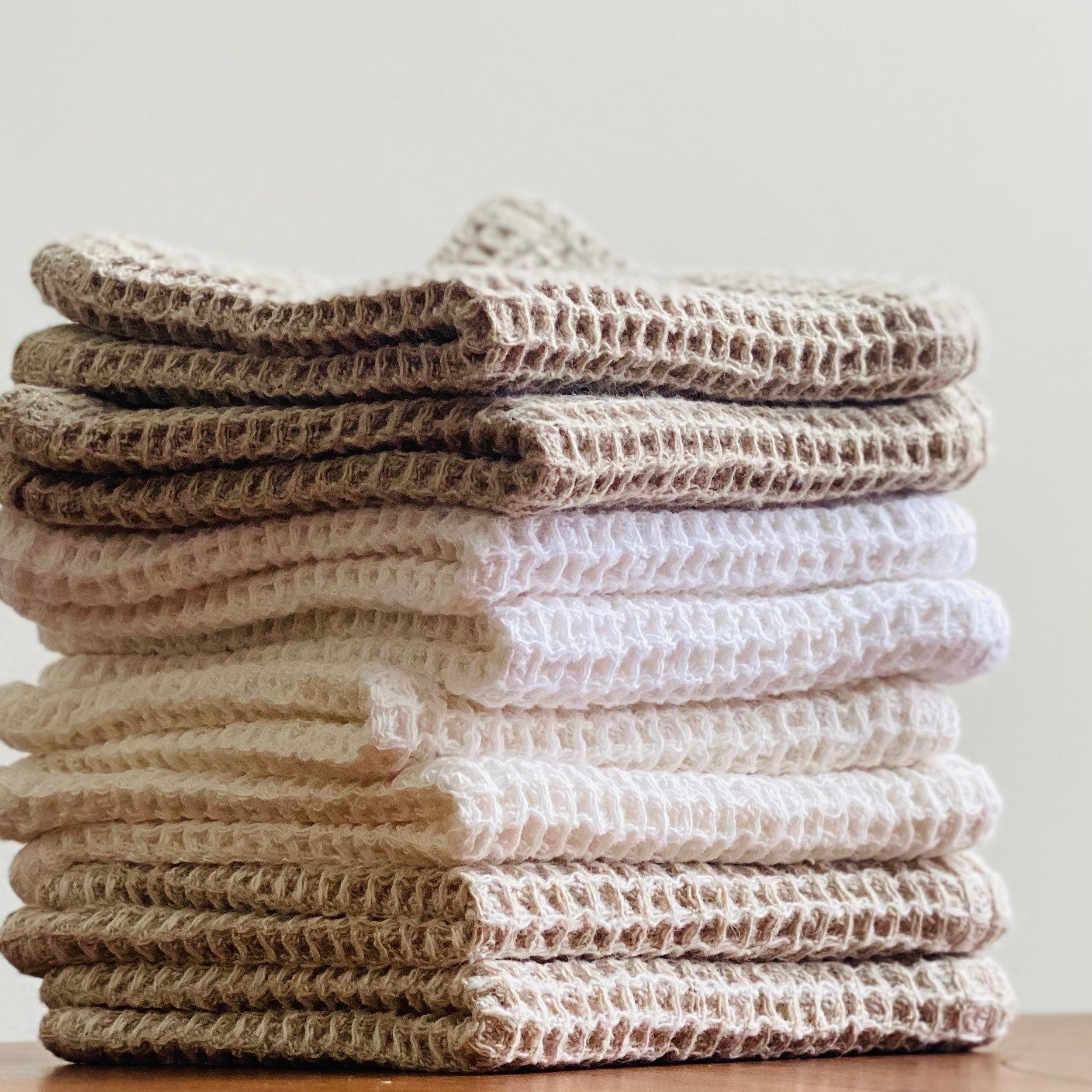 Linen puffed waffle washcloth / small hand towel / linen dishcloth, Linen  reusable washcloth, Eco home care