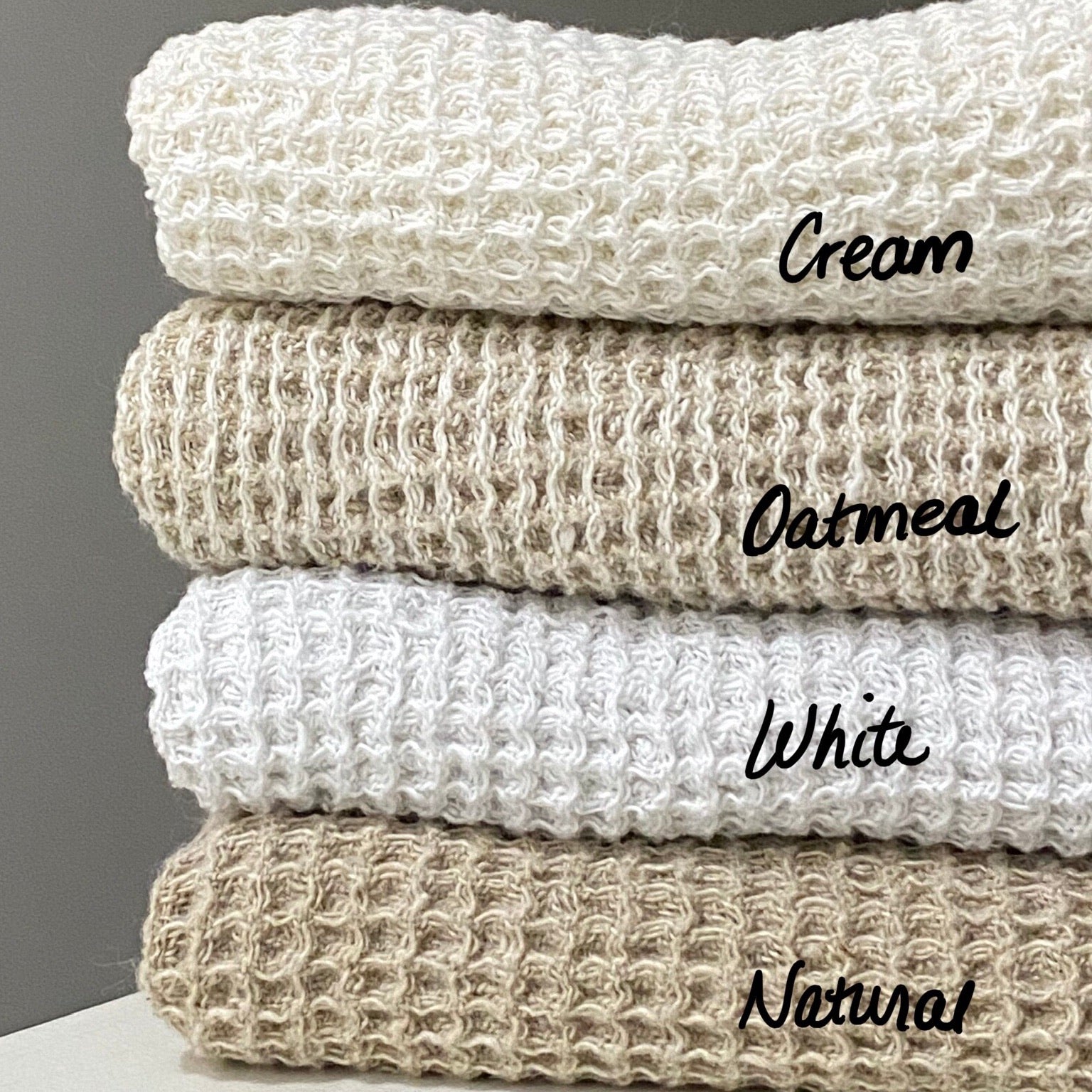  LinenMe Washed Waffle Linen Hand Towels, 20 in x 28 in
